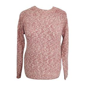 BROOKS BROTHERS Womens Red Fleece Sweater Red White Metallic Marled Cotton Large